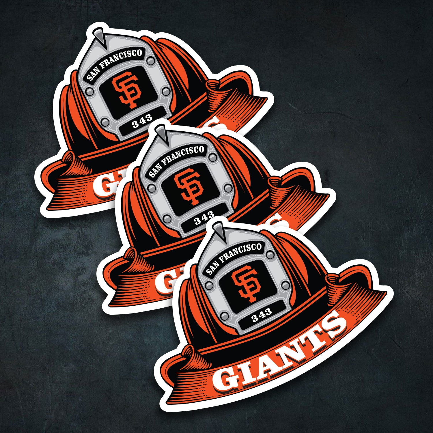 MLB (NATIONAL LEAGUE) Fire Helmet Sticker - 3 PACK
